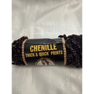 Lion Brand Yarn Chenille Quick & Thick Black‎ Kaleidoscope 75 Yards